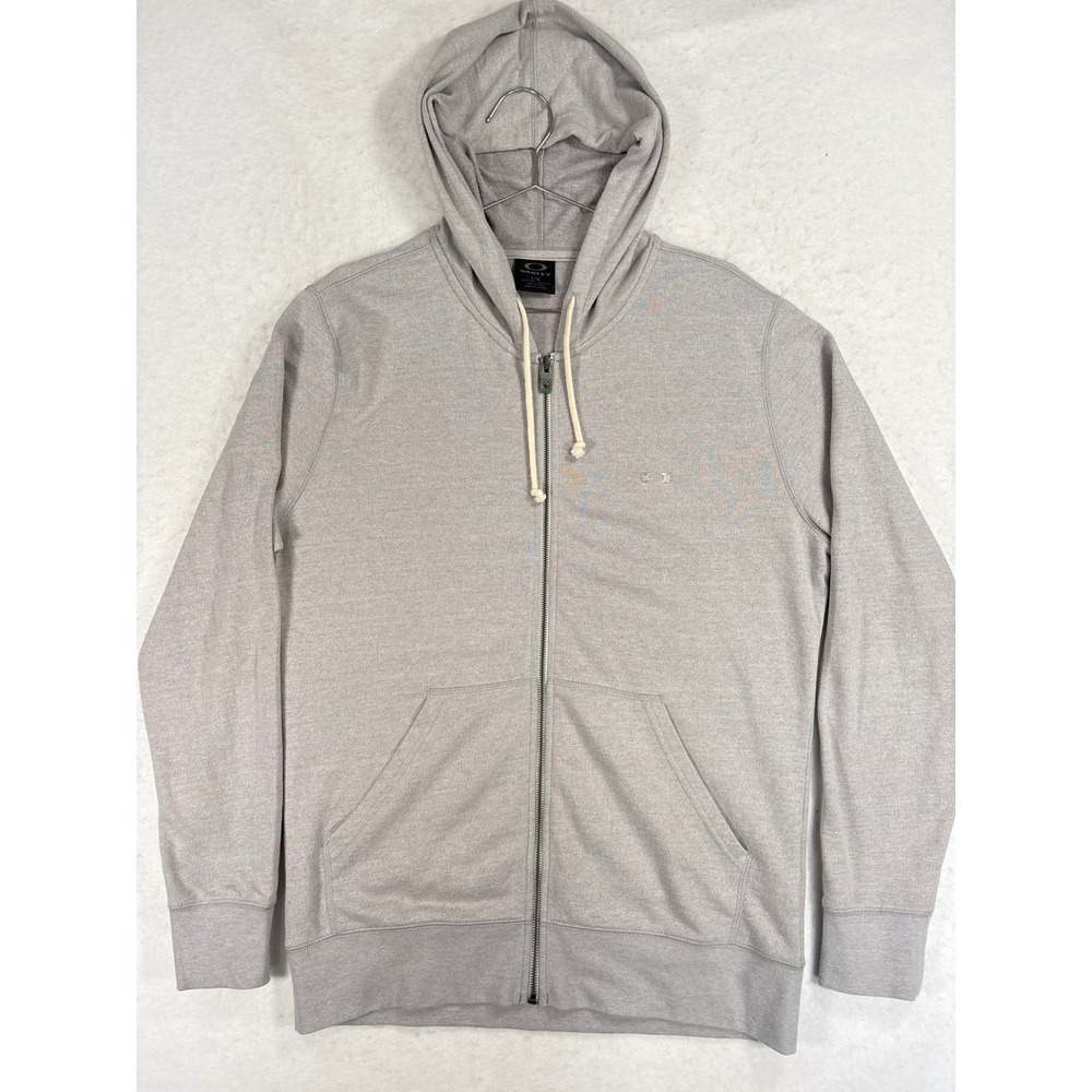 Oakley Mens Full Zip Hoodie Gray Heather Athletic Sweatshirt Large RN 96548